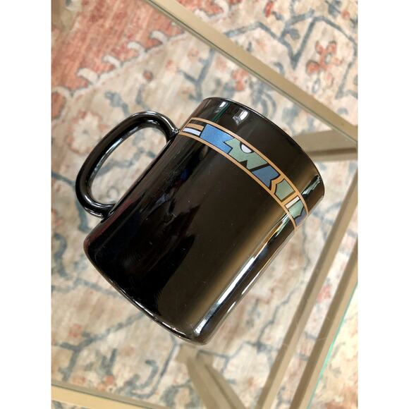 France Arcoroc Coffee Mug, Black Abstract Print Art Cup, Vintage Black French - Picture 6 of 10